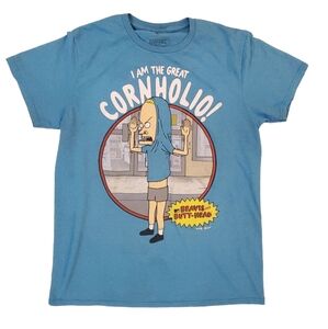 MTV Beavis and Butthead Adult Blue Cornholio Short Sleeve T-Shirt Small‎